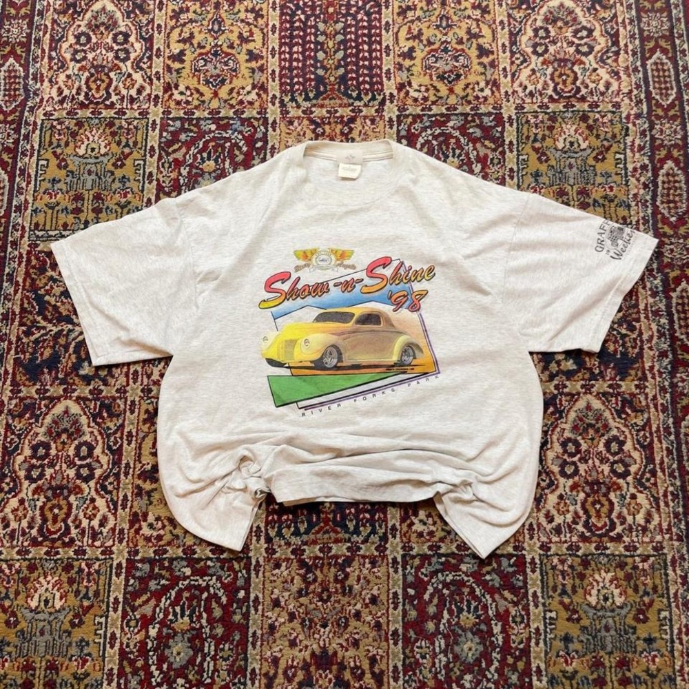 VTG 1998 Show and shine car show racing event‎ tee shirt XL white hot rod